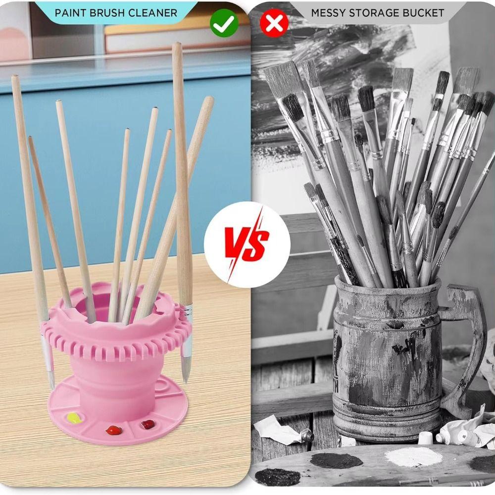 Foldable Silicone Paint Cleaner Box with Hanging Hole 2-in-1 Brush Holder  Beauty
