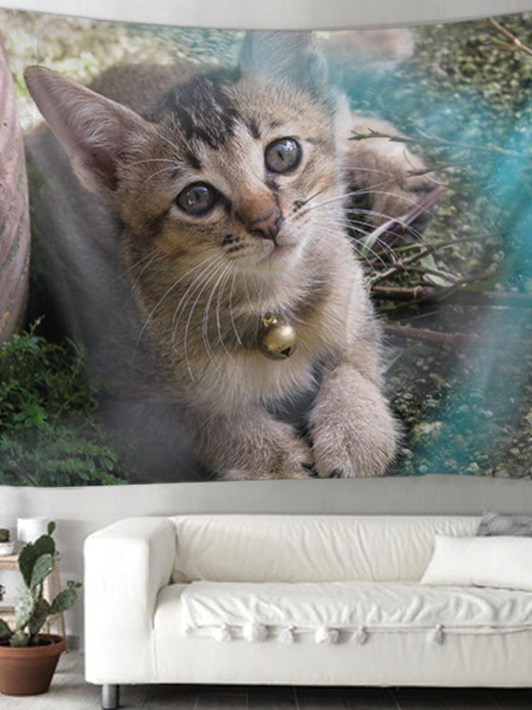 Søt Katt Vegghengt Gobelin Hippie Art Deco Teppe Gardin Hengepynt Hjem Soverom Stue Dekor Gobelin Veggdekor