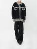 Unisex Color Block Knit Cardigan Jacket - Heavyweight Plush, Autumn/Winter Trendy Loose Fit