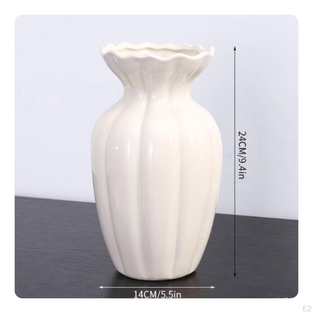 Cream Vase Minimalist Plain Ceramic Soilless Flower Holder for Tabletop, Living Room S