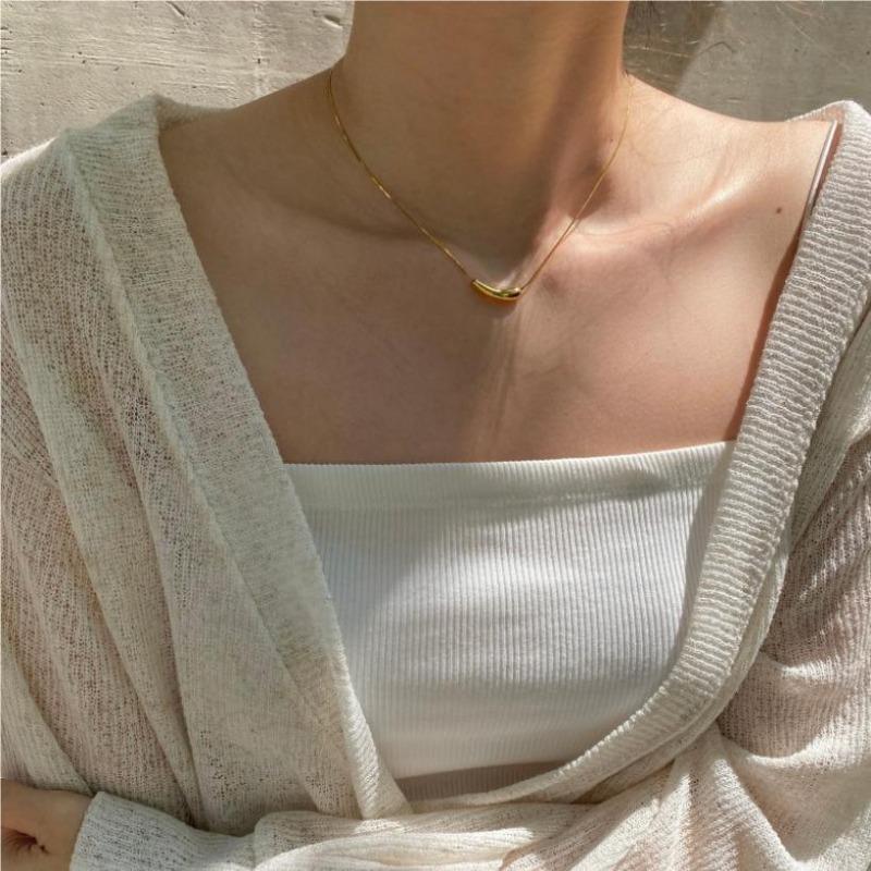 Fashion Minimalist Small Eggplant Geometric Pendant Snake Bone Necklace For Men And Women