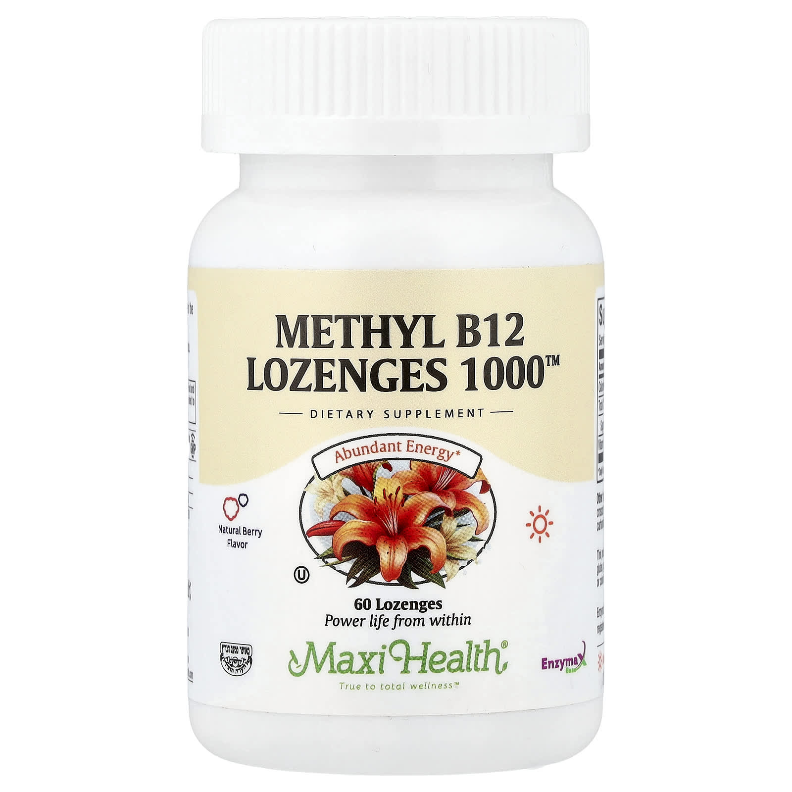 

Maxi Health, Methyl B12 Lozenges 1000™, Natural Berry, 60 Lozenges (1,000 mcg per Lozenge)