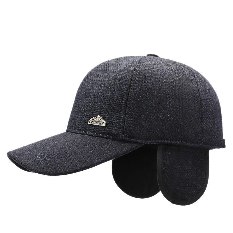 Middle-Aged and Elderly Warm Fleece Hat Autumn Winter Baseball Cap Cold-Proof Outdoor Cotton Cap Men's Thick Cap