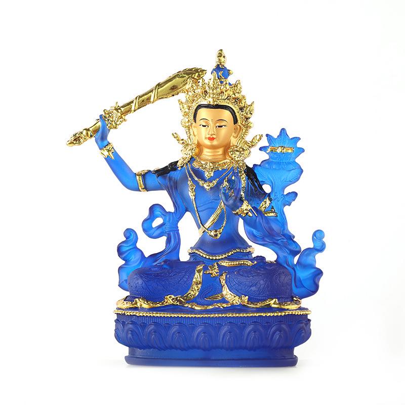 Manjushri Bodhisattva Water Glaze Resin Statue for Home Altar or Living Room Décor