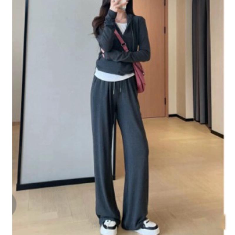 

Korean Style Elegant Hoodie Dress Set - Early Spring, Slim-Fit, Long Sleeve, Trendy Two-Tone Design Extra Large