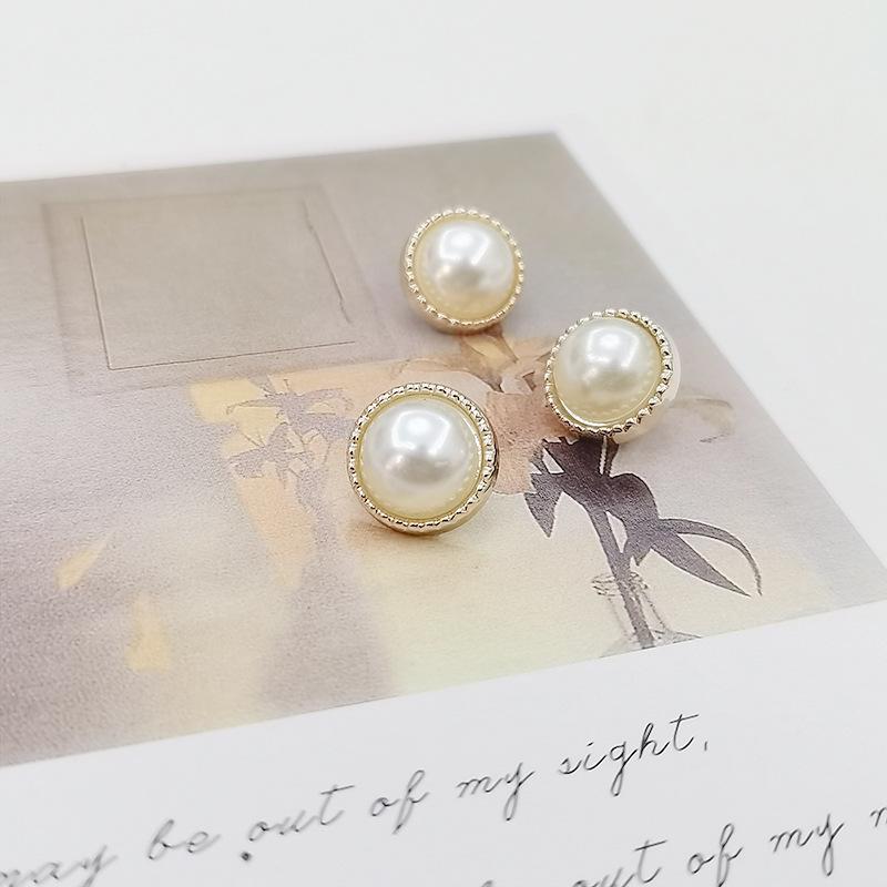 10pcs 12.5/15/18/21 Mm Pearl Golden Plastic Flatback Button Decoration DIY Craft Scrapbook Accessories