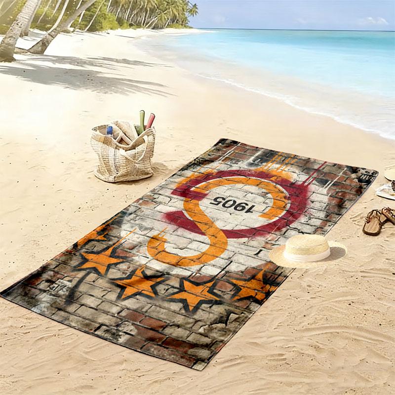 Galatasaray SK Logo Print Beach Towel, Large Soft Quick Dry Towel for Beach Camping Swimming