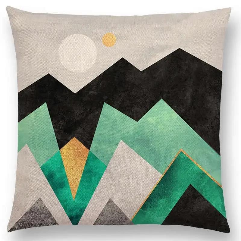 Neuer Sonnenaufgang Und Mond Verträumte Gipfel Farbenfrohe Berge Welt Abstraktes Geometrisches Muster Kissenbezug Auto Sofa Dekokissenbezug