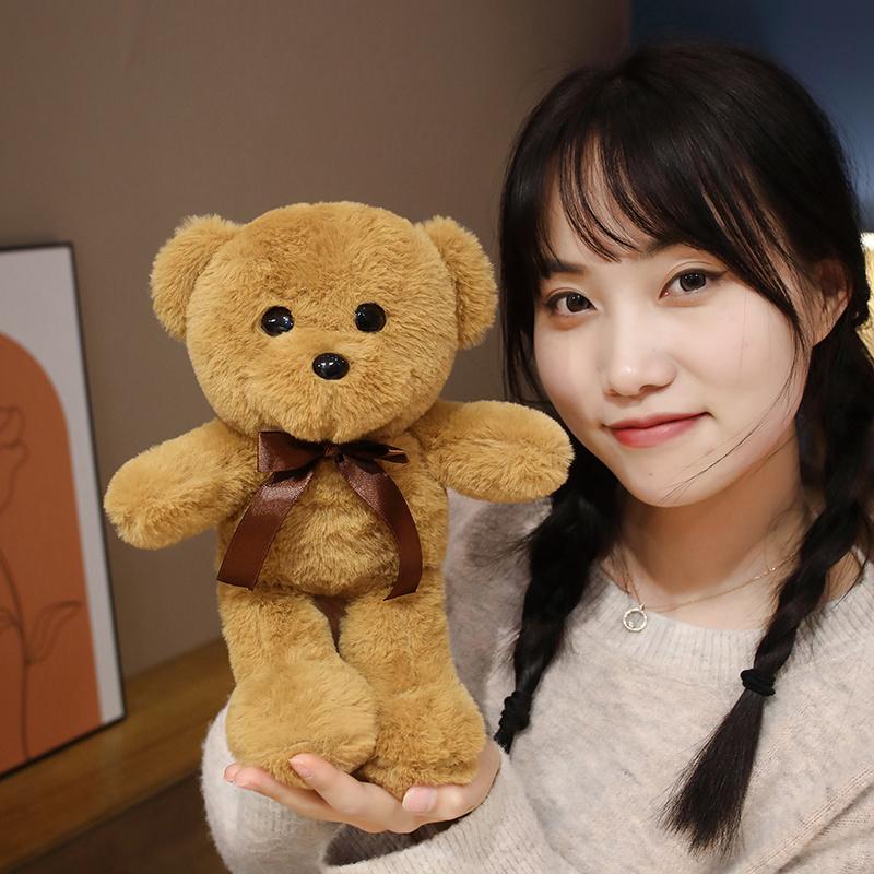 30cm Flauschiges Schleifenbär Plüschtier Weiche Stofftierpuppe Kleiner Rosa Grauer Weißer Bär Puppe Schöne Geburtstagsgeschenke für Kinder