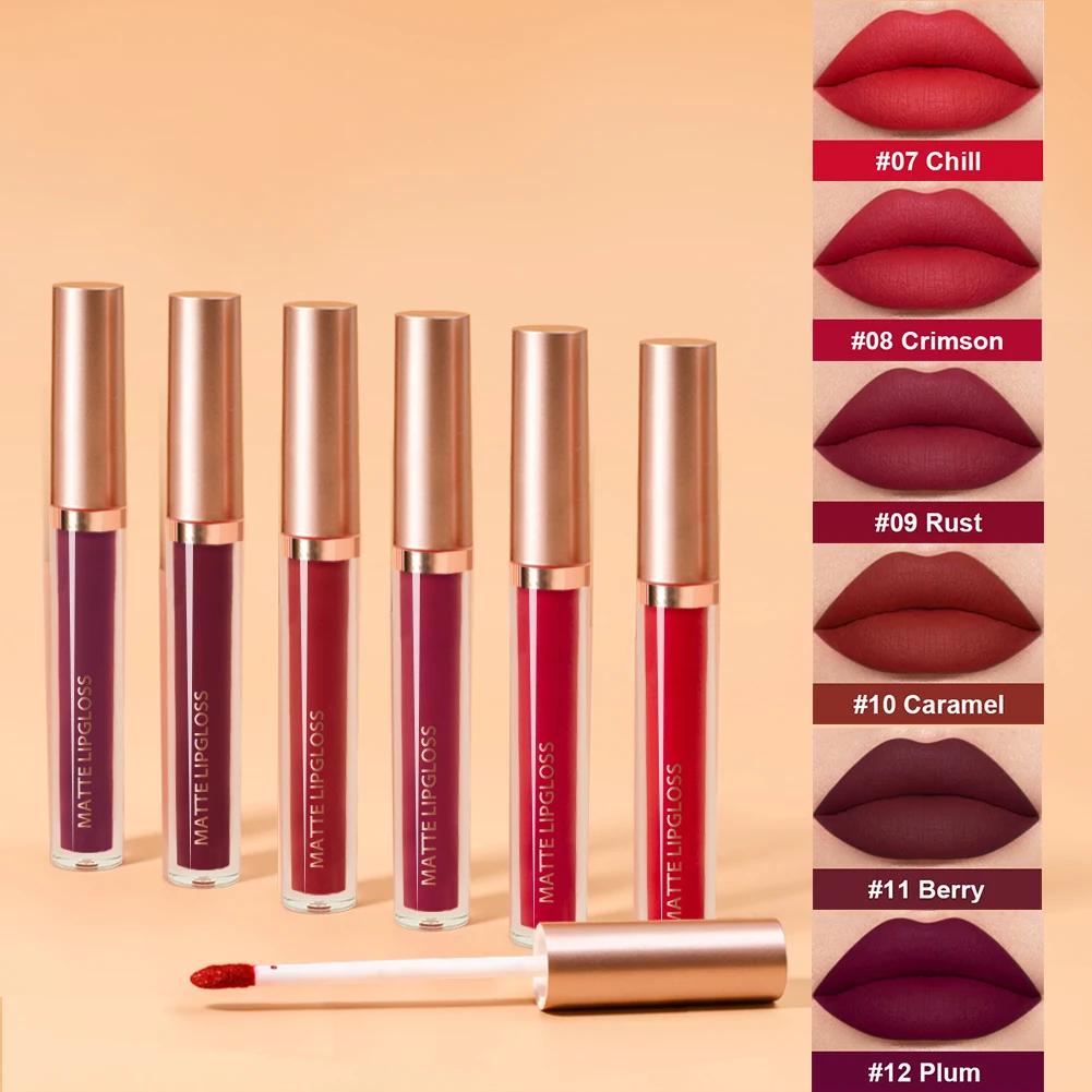 

6 шт. Матовый блеск для губ AB два набора Не оставляет следов на чашке Красный блеск для губ Увлажняющий Стойкий Не легко выцветает Блеск для губ