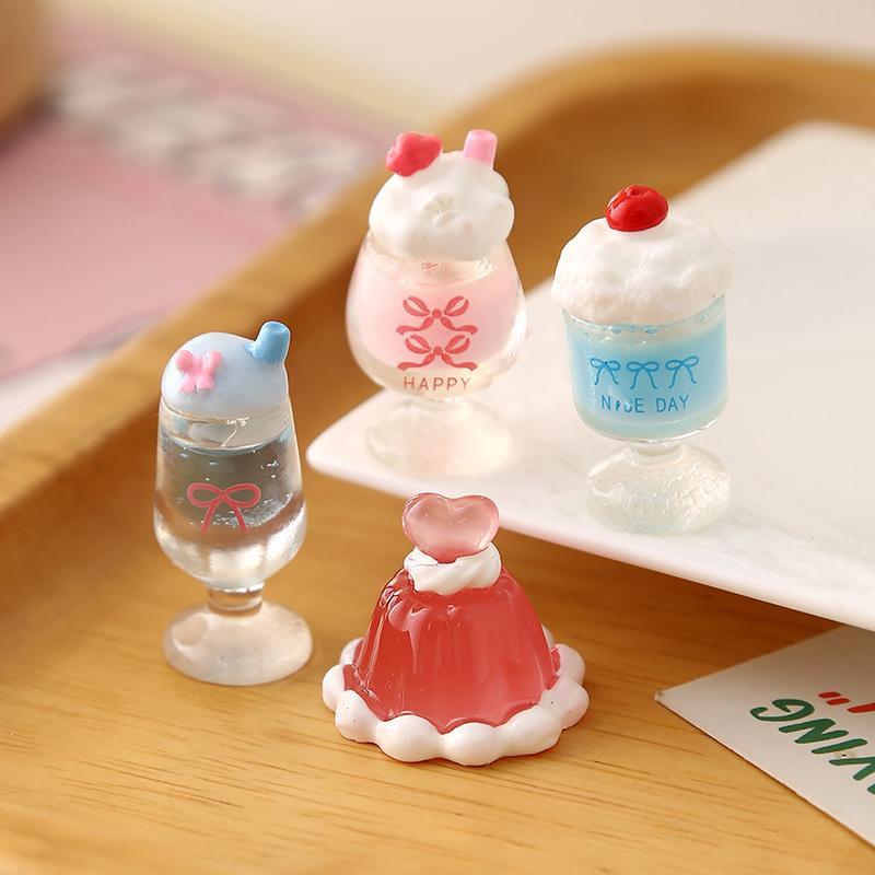 3Pcs Dollhouse Simulation Cherry Cream Cup Ice Cream Cup Mini Model Ornament Toy For Dolls DIY Decoration Kids Gift