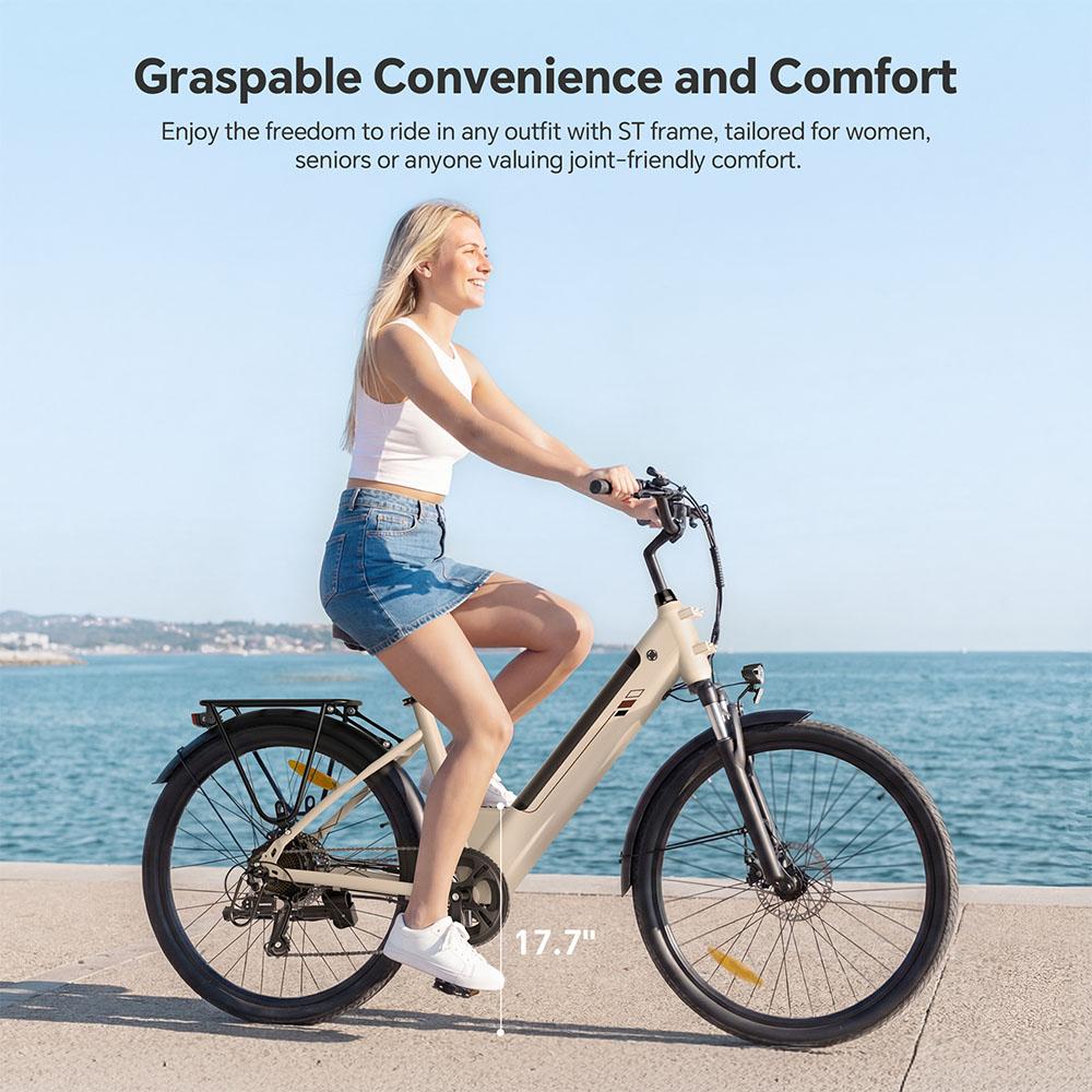 Touroll J2 ST Tiefeinstieg Elektrofahrrad – 45Nm Motor, 100km Reichweite, Komfort-Erster Stadtradfahrer
