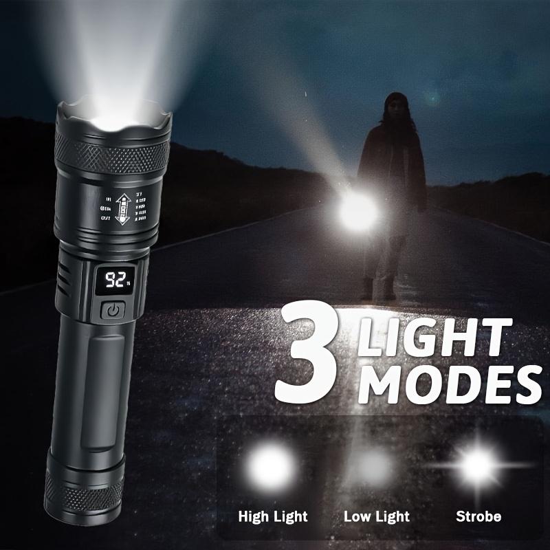 High Strong Power Led Flashlights 1000LM Tactical Torch with Display Light USB C Charging Camping Fishing Defensa Zoom Lantern