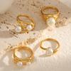 Style Artificial Pearl Ring For Women With Geometric Design And Pvd Coating Jewelry