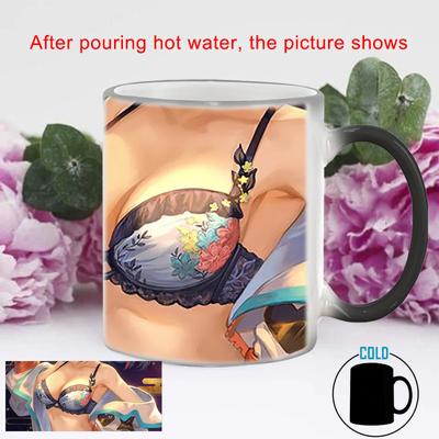 Beautiful Chest Cup BSKT-209 Discoloration Coffee Mug Anime Personalized Gifts Porcelain Mugs Free Shipping Color Change Cup Bar