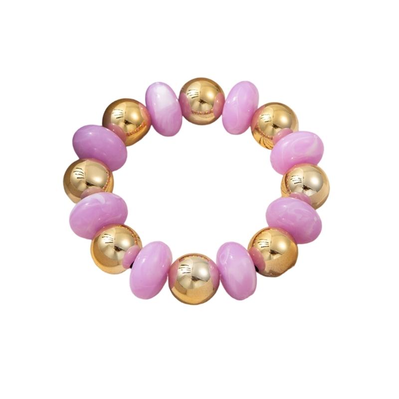 Vibrant Multicolor Acrylic Bead Bracelet Lightweight Waterproof Jewelry Wrist Chain For Everyday Wear & Party