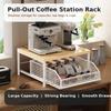 Estante de Almacenamiento para Cafetera Cajón Extraíble Organizador Estante de Encimera de Hierro y Madera para Bolsitas de Té Cápsulas de Café Tazas Snacks Cocina