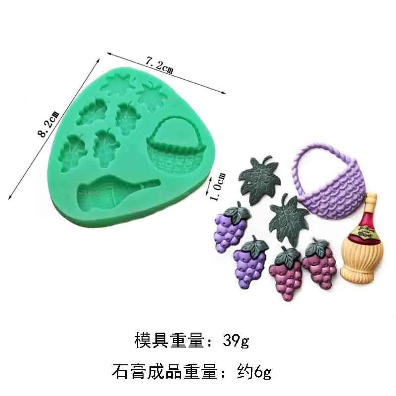 Mini Fruit Vegetable Fondant Silicone Mold Grape Radish Mushroom Pumpkin Chocolate Mould Cake Decorating Tool Polymer Clay Mold