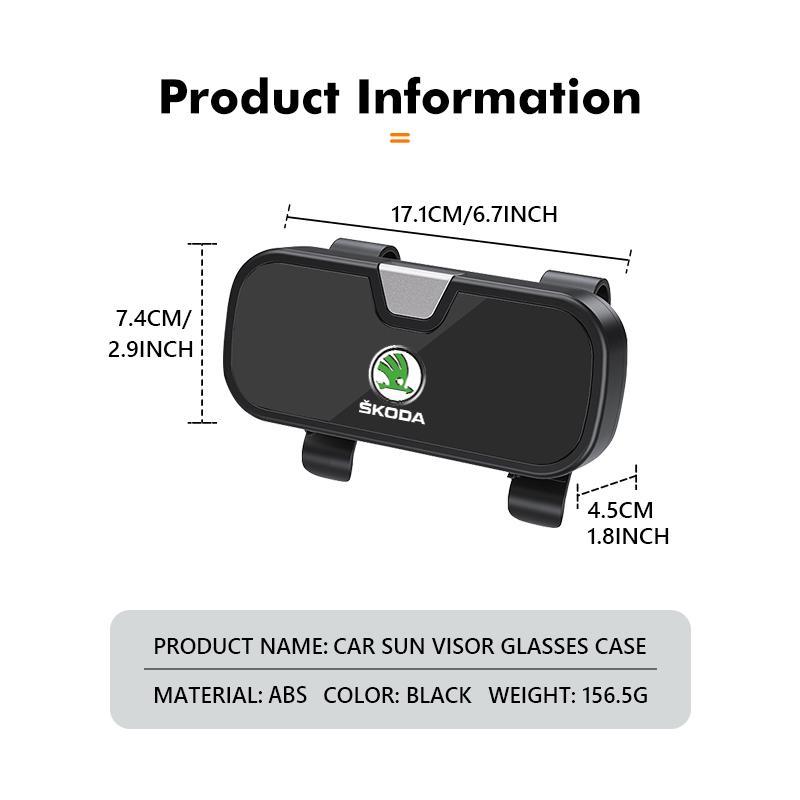 For Skoda Car Visor Glasses Case Sunglasses Box Eyeglasses Storage Accessories octavia a5 a4 mk1 2 fabia superb rapid mk3 yeti WE7