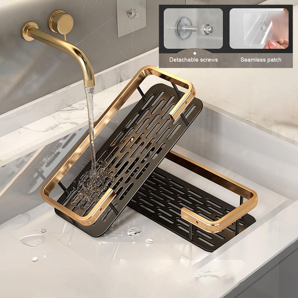 No-Punch Storage Rack,Wall-Mounted Multifunctional Toiletries Organiser for Bathroom,Aluminum Storage Racks for Kitchen Toilet