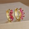 Light Luxury Horse Eye Zircon Hoop Earrings for Woman 18K Gold Plated Unique Punk Circle Round Piercing Earring Party Jewelry