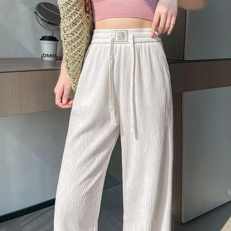 

Spring/Summer Women s High-Waisted Straight-Leg Pants - Slimming, Casual Draped Trousers Small