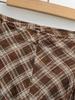 Triangle Panel High-Waisted Plaid A-Line Skirt - Women's Autumn/Winter Retro Style