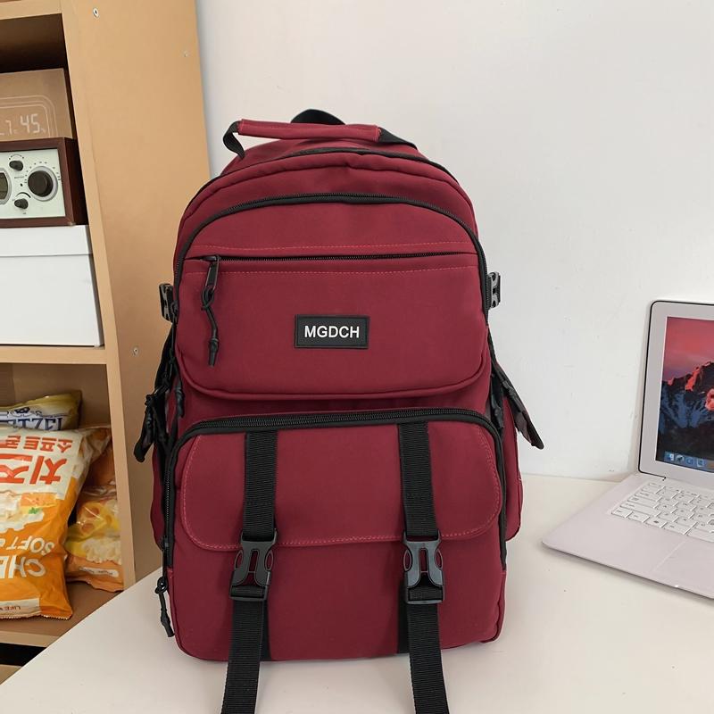 Female Solid Color Schoolbag Male Senior High School Student Backpack