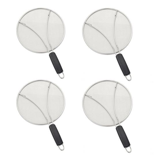 Grease Splatter Guard Stainless Steel Fine Mesh Screen with Easy-Grip Handles Blocks Oil Stains Splash Resistant Cooking Tool