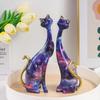 European Abstract Cat Statue: Oil Painting Resin Decor for Bedroom or Entrance - Creative Holiday Gift