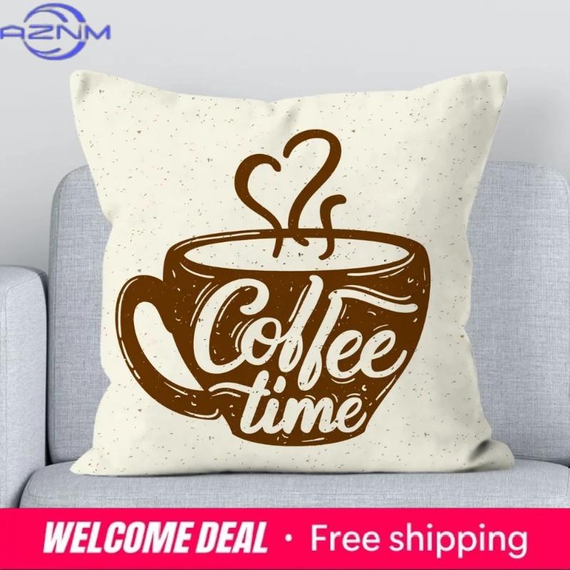 Office Sofa Cushion Cover Coffee Time Cushion Cover Pillow Decorative Printed Pillow Cover Home Furnishings