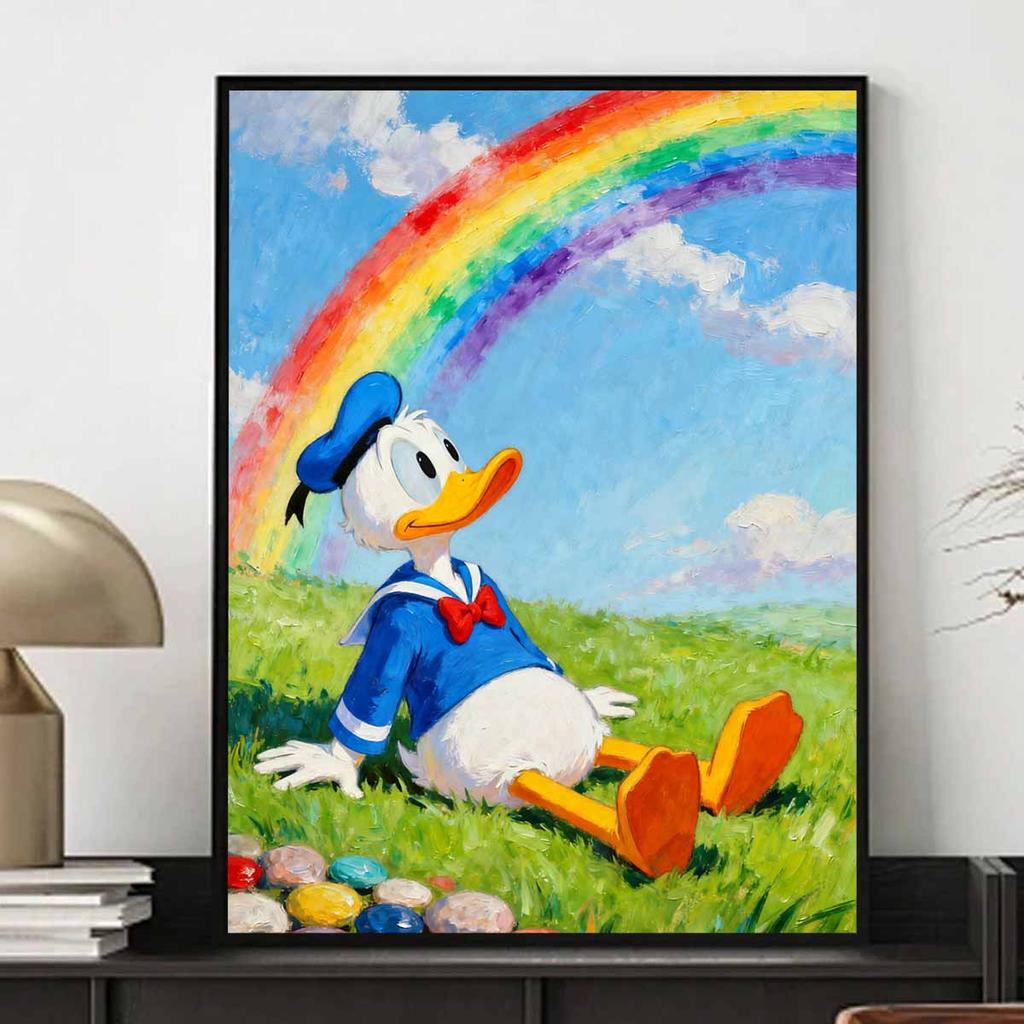 Disney diamond painting kit, Donald Duck rainbow view for living room, bedroom, study and other interior space decoration