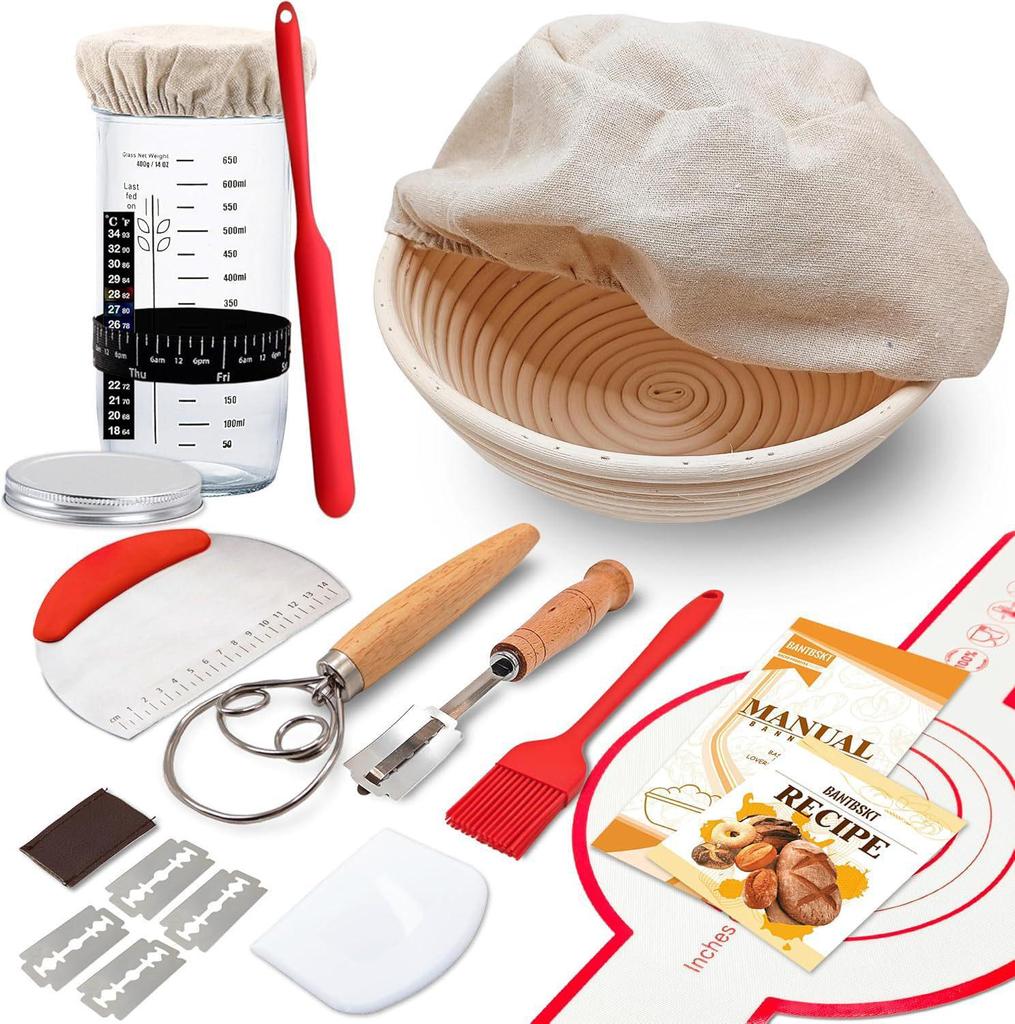 Natural Rattan Bread Proofing Baskets Set - Round & Oval Fermentation Tools
