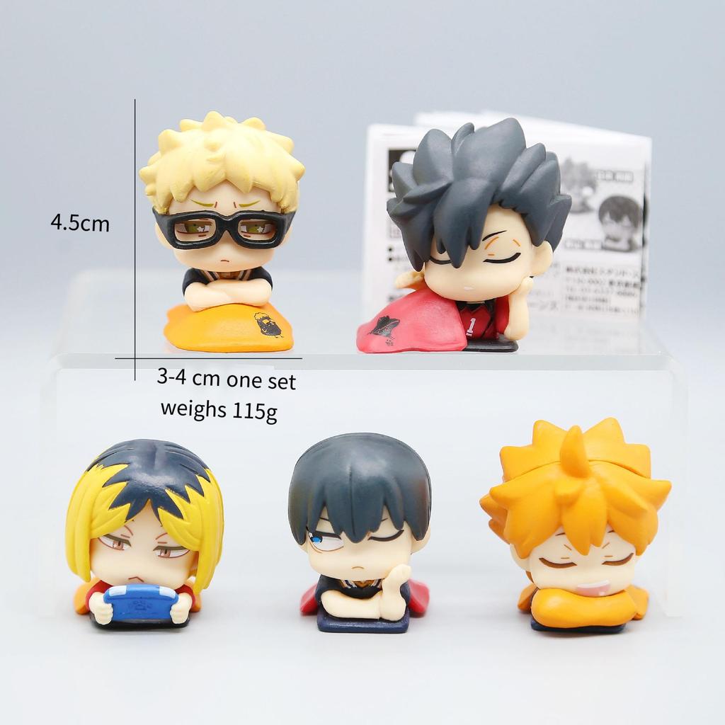 5Pcs/Set Anime Haikyuu Mini Sleeping Figure Hinata Shoyo Tobio Kageyama Ornaments  Model Toys Gift