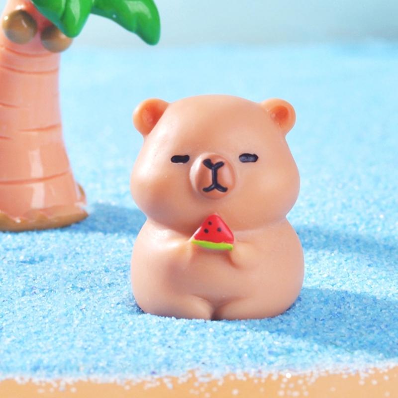 Mini Capybara Figurines Decors Waterproof Toy Playsets Miniature Doll Garden Figurines Cake Toppers Parties Favor