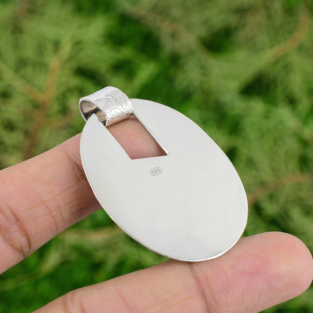 Daughters Day Deal Sterling Silver Chrysoprase Rough Stone Bezel Pendant Jewelry