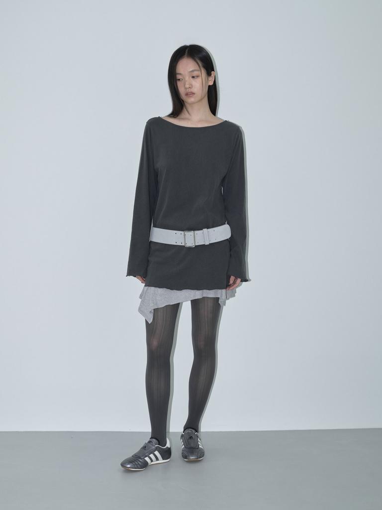 TEXT ROOM Libero Long T-Shirt_Dark Gray