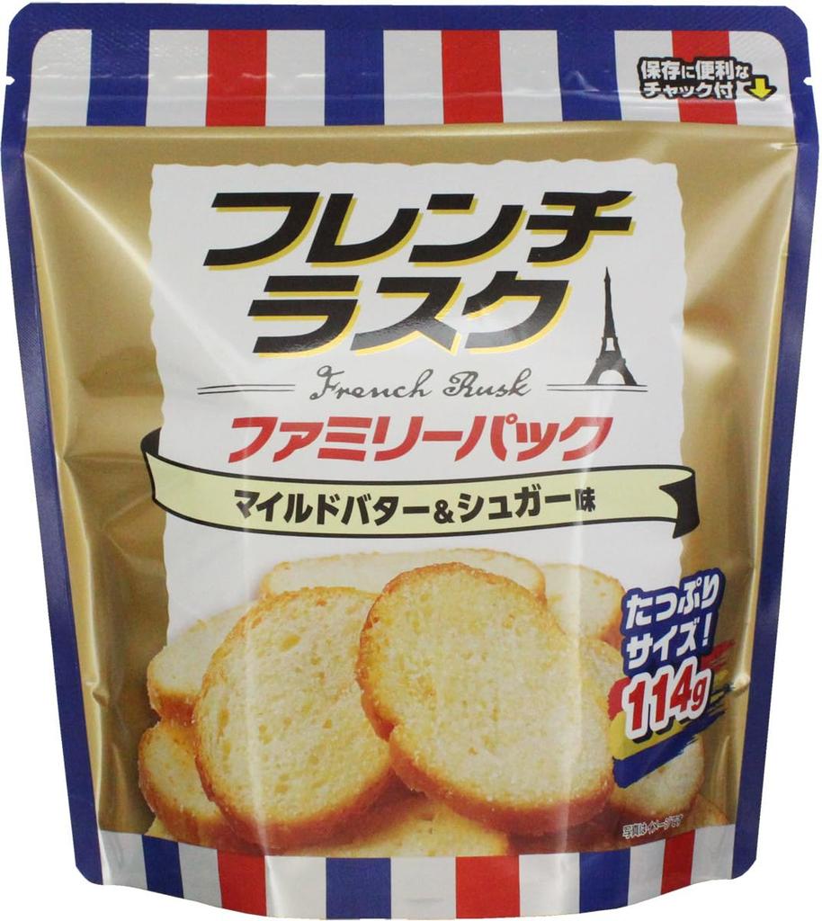 French Rusk Family Mild Butter Sugar 114g x 10 bags Bulk Bread Oyatsu Company [Official] Pack, & Flavor, Large-Size Rusks, Purchase, Snacks,