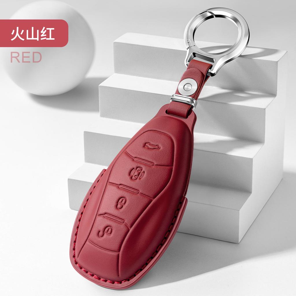 For Hongqi HQ9 car key cover first-layer cowhide high-end key case buckle interior modification
