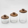 ChaBatree HIS Sprout Jar, Small, 0.35L, Glass Storage Container with Acacia Wood Lid and Gasket