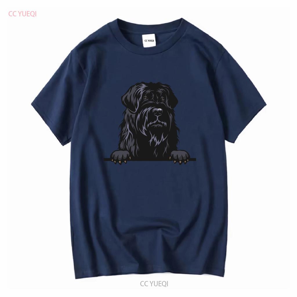 Black Russian Terrier Dog Breed Popping Up Cute Infant Toddler T Shirt Long Sleeves Vintage Washed Unisex Soft Designer Clothes