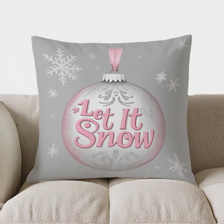 Home Decor Merry Christmas Pink & White Snowflake Tree Pillow Pattern Cushion Cover Suitable For Sofa Bedroom Car Pillow Cover