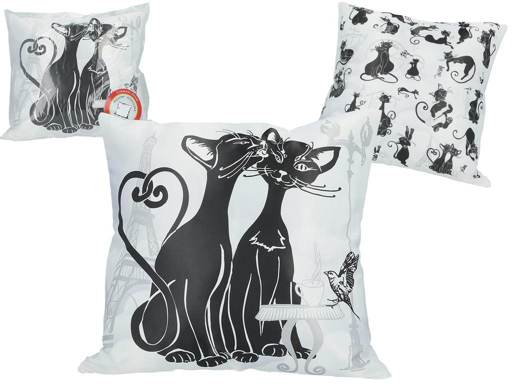 Pillow with filling/zipper - Cat World, Cats in Paris (white background) (carmani)