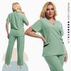 Elastic V-Neck Short Sleeve Scrub Suit for Dental Clinic, Salon, or Nurse Uniform