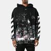 OFF WHITE Fleece Lined Classic Hoodie With Diagonal Stripe Print Sweatshirt Winter Men's Black OMBB009G20FLE0019901