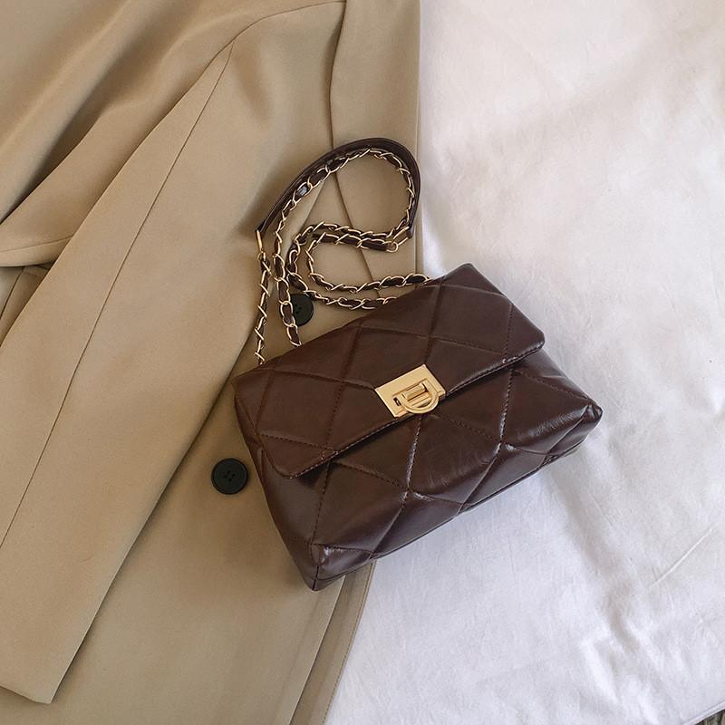 Elegant Casual Single Shoulder Small Square Bag 2024 New Simple Chain This Year Popular Solid Color Small Bag Female