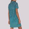 Women's Summer Casual Floral Printed Stand Collar Short Sleeve Dresses