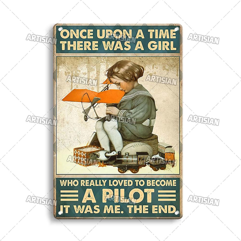 Artisian Flying Metal Sign Pilot Tin Plaque Flight Attendant Decorative Poster Wall Decor Garage Bar Pub Club Hotel Cafe Kitchen