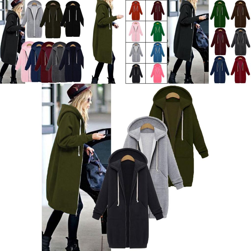 Womens Long Sleeve Zip Up Hooded Jacket Cozy Cardigan Coat In Multiple Trendy Colors