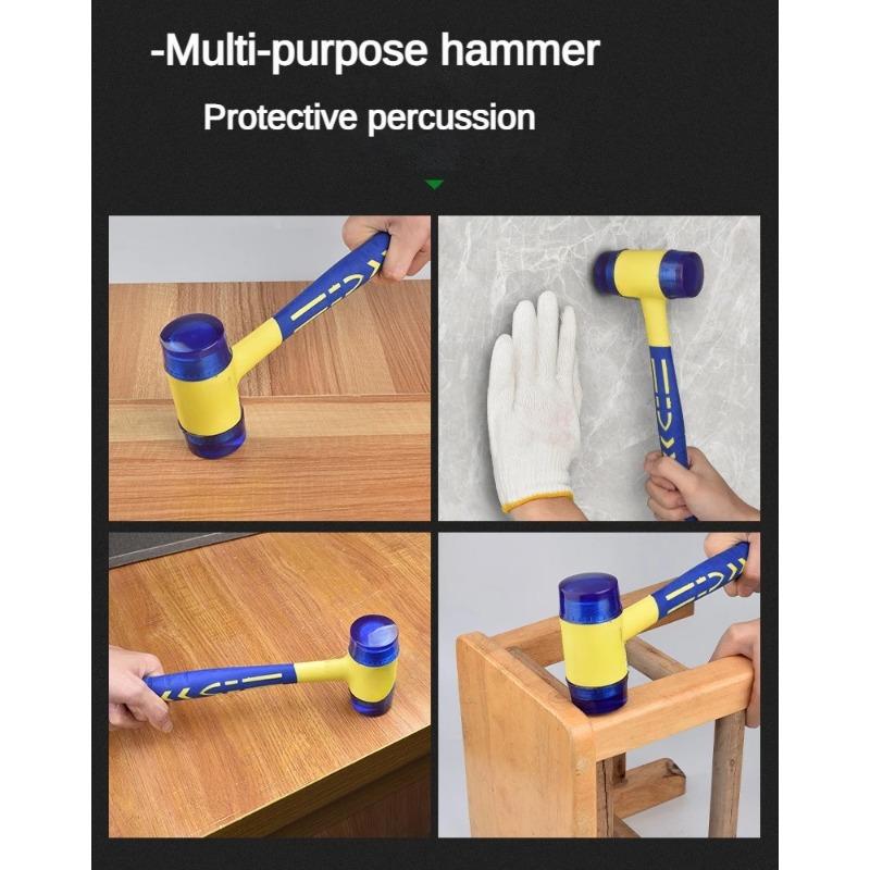 1 doppelseitiger Montagehammer, 25 mm bis 45 mm Gummihammer mit Gummigriff, abnehmbarer isolierter Montagehammer
